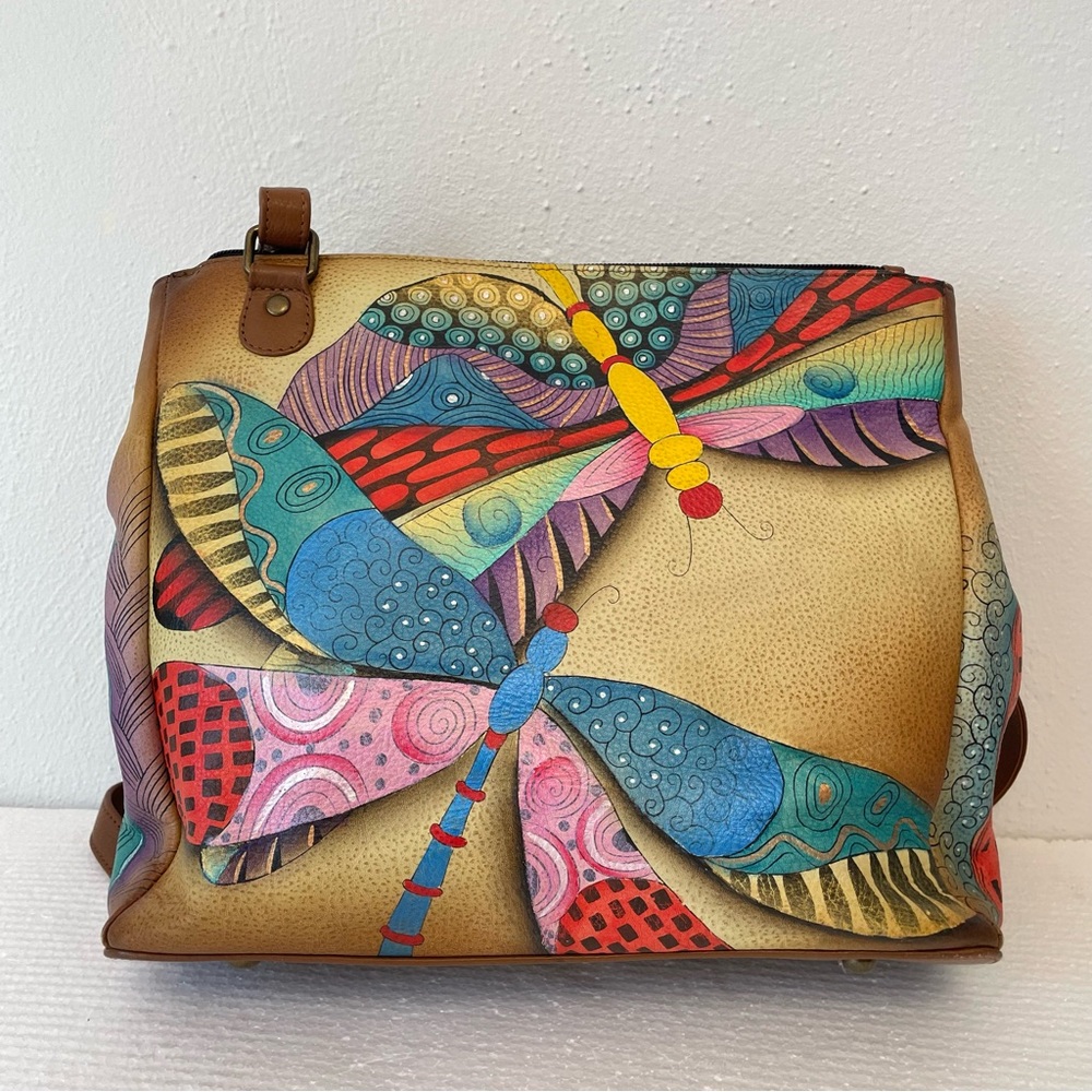 Anuschka Multicolor LARGE Dragonfly Crossbody Bag With Wallet - Picture 6 of 15